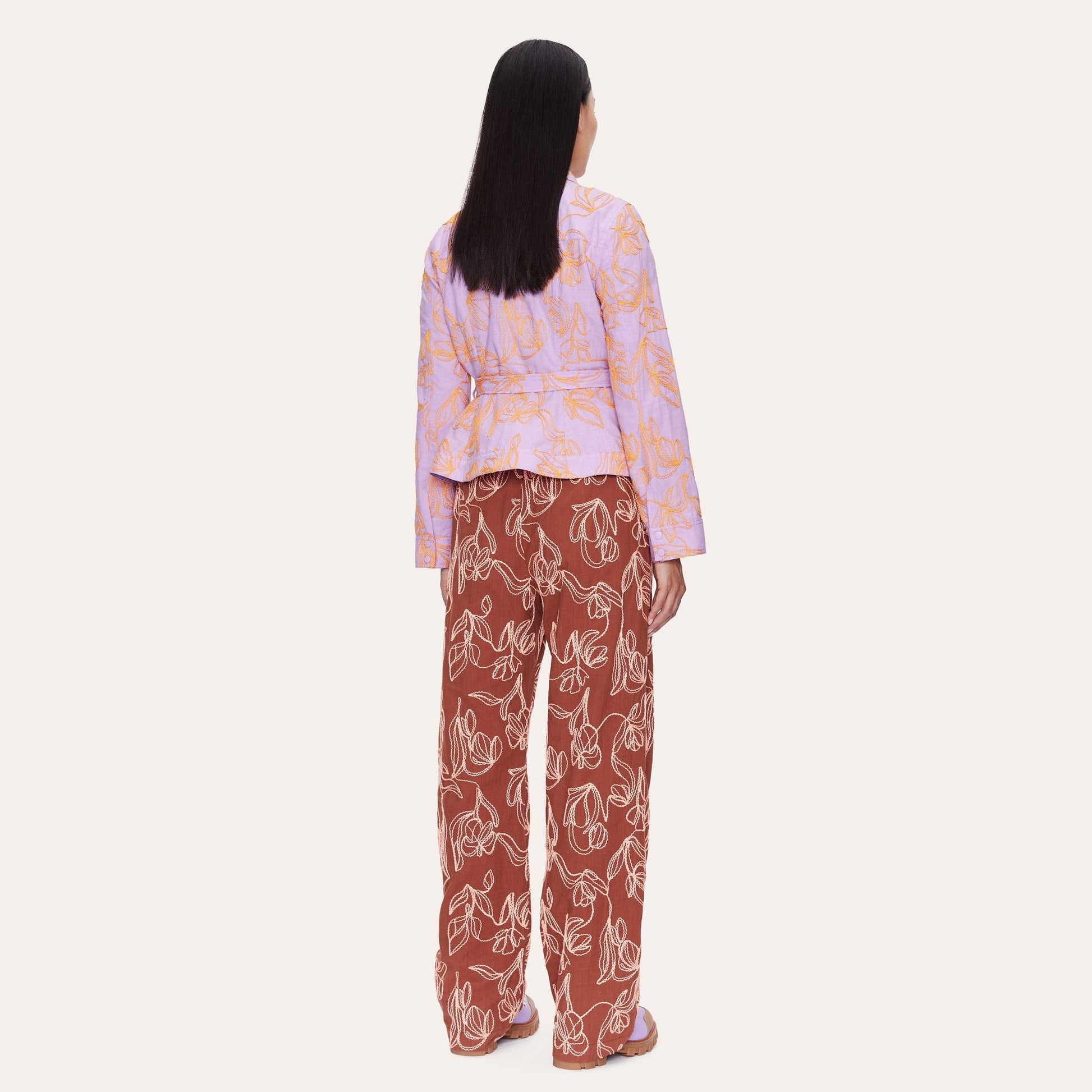 Stine Idris Embroidered Flowers Jacket - Lilac