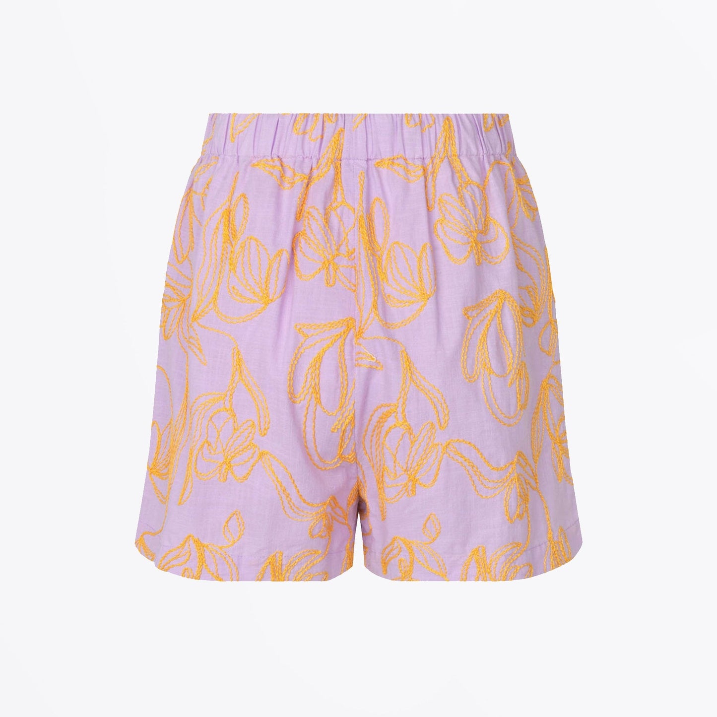 - Danika Embroidered Floral Shorts - Lilac