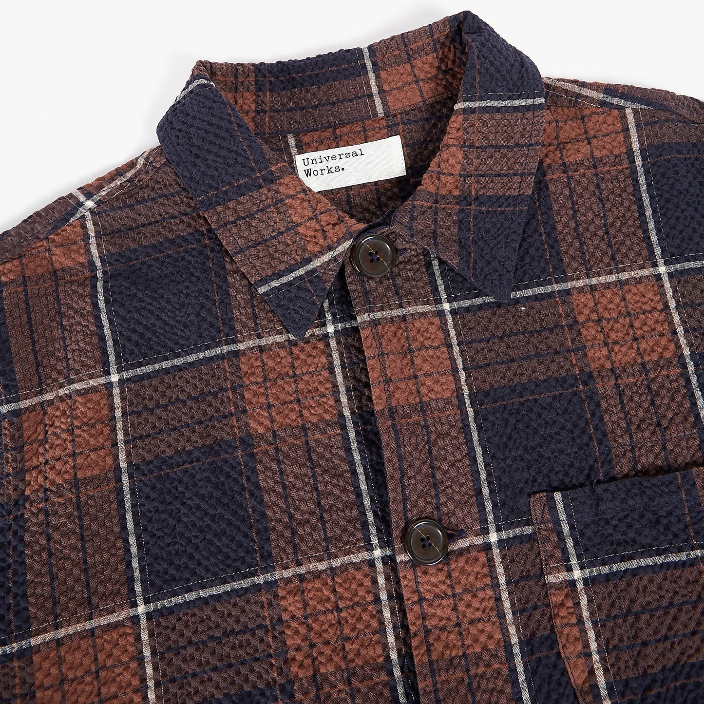 - Check Seersucker Field Jacket - Brown/Navy