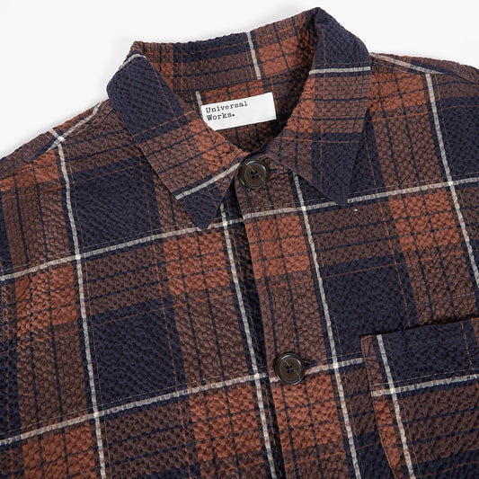 - Check Seersucker Field Jacket - Brown/Navy