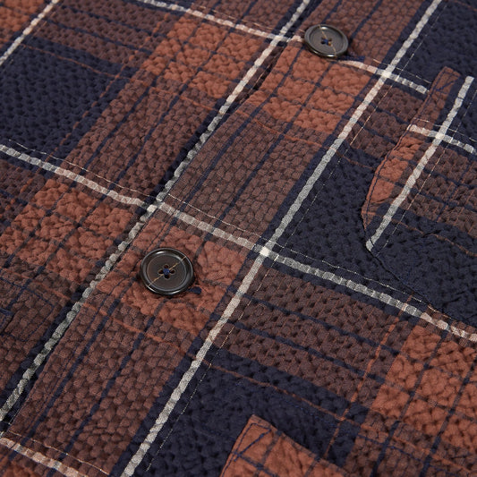 - Check Seersucker Field Jacket - Brown/Navy