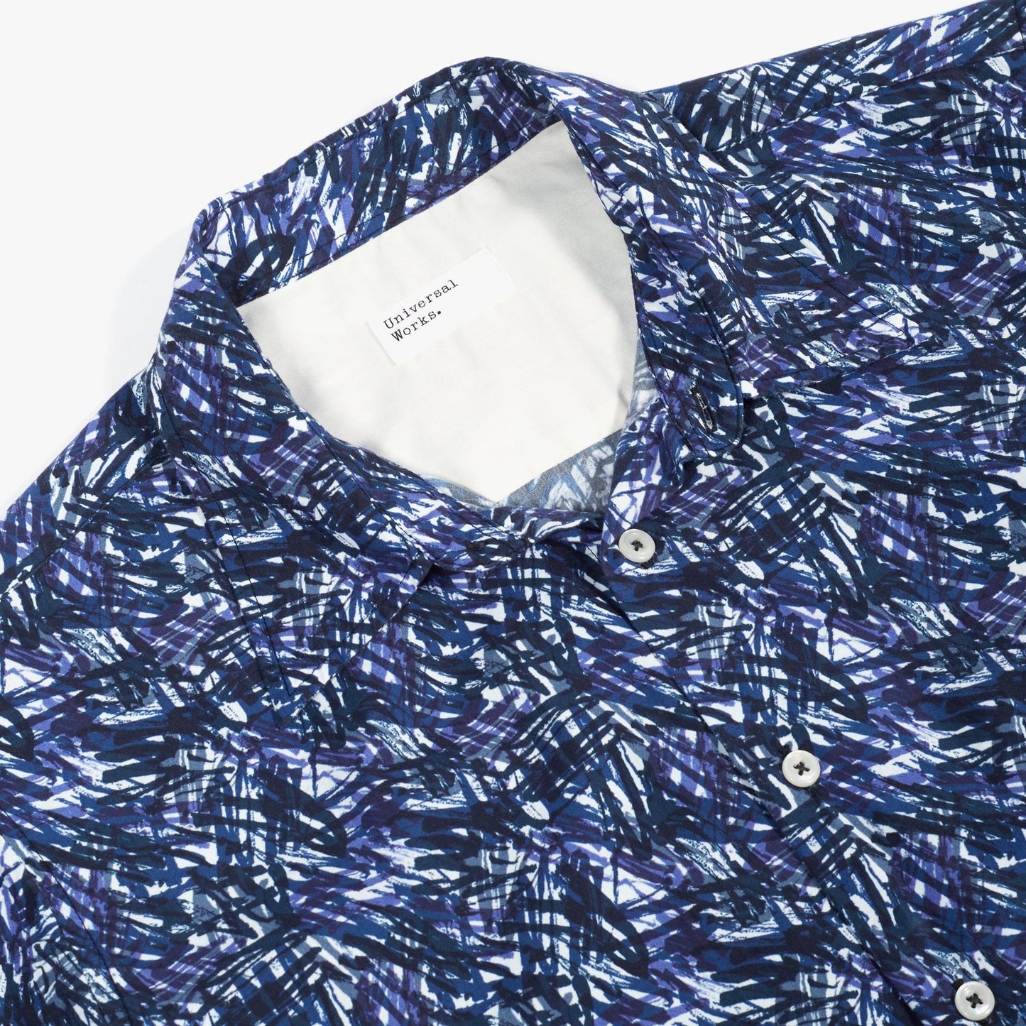 - Abstract Print Big Pocket Shirt - Navy