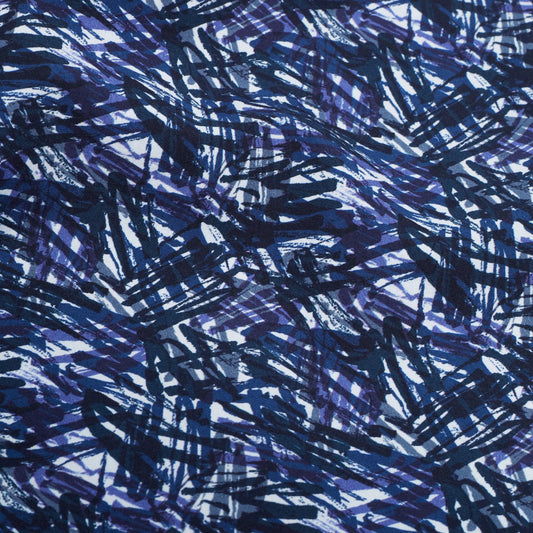 - Abstract Print Big Pocket Shirt - Navy