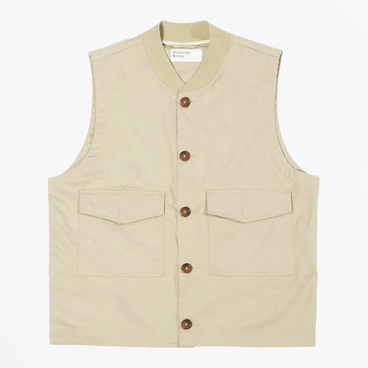 - Fine Twill Watchman Waistcoat - Stone