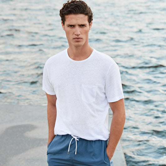 - Reese - Linen Pocket T-Shirt - Pure White