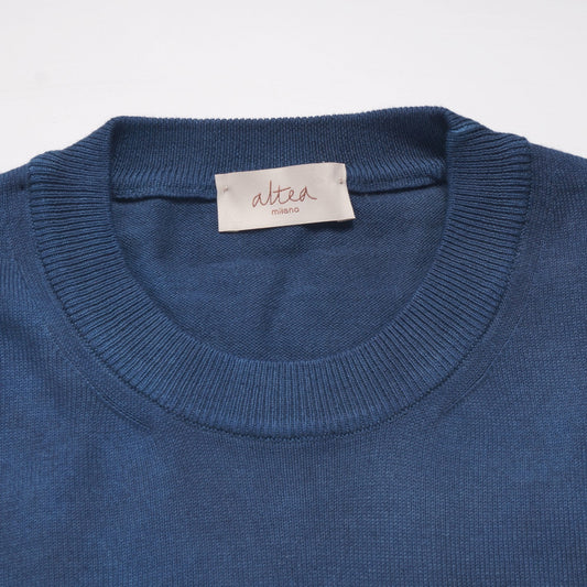 - Tie-Dye Knitted Crew Neck Sweater - Navy