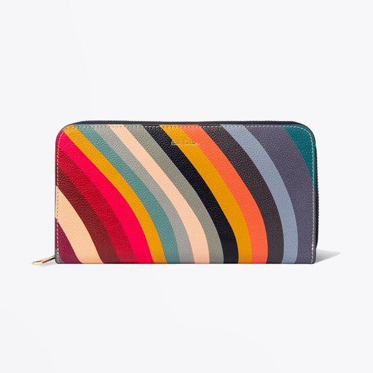 Large Swirl Zip Round Leather Purse - Swirl