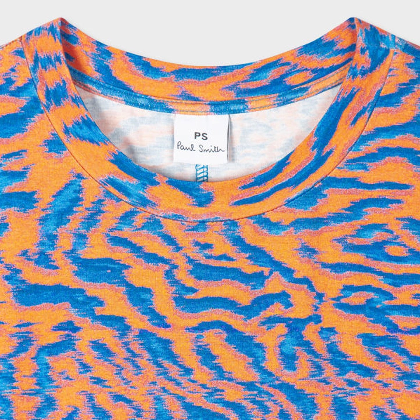 - Abstract Animal Print Jersey Dress - Orange/Blue