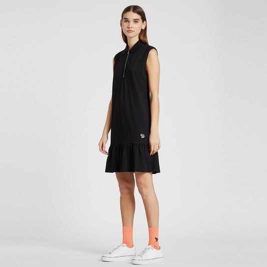 - Zebra Polo Dress - Black