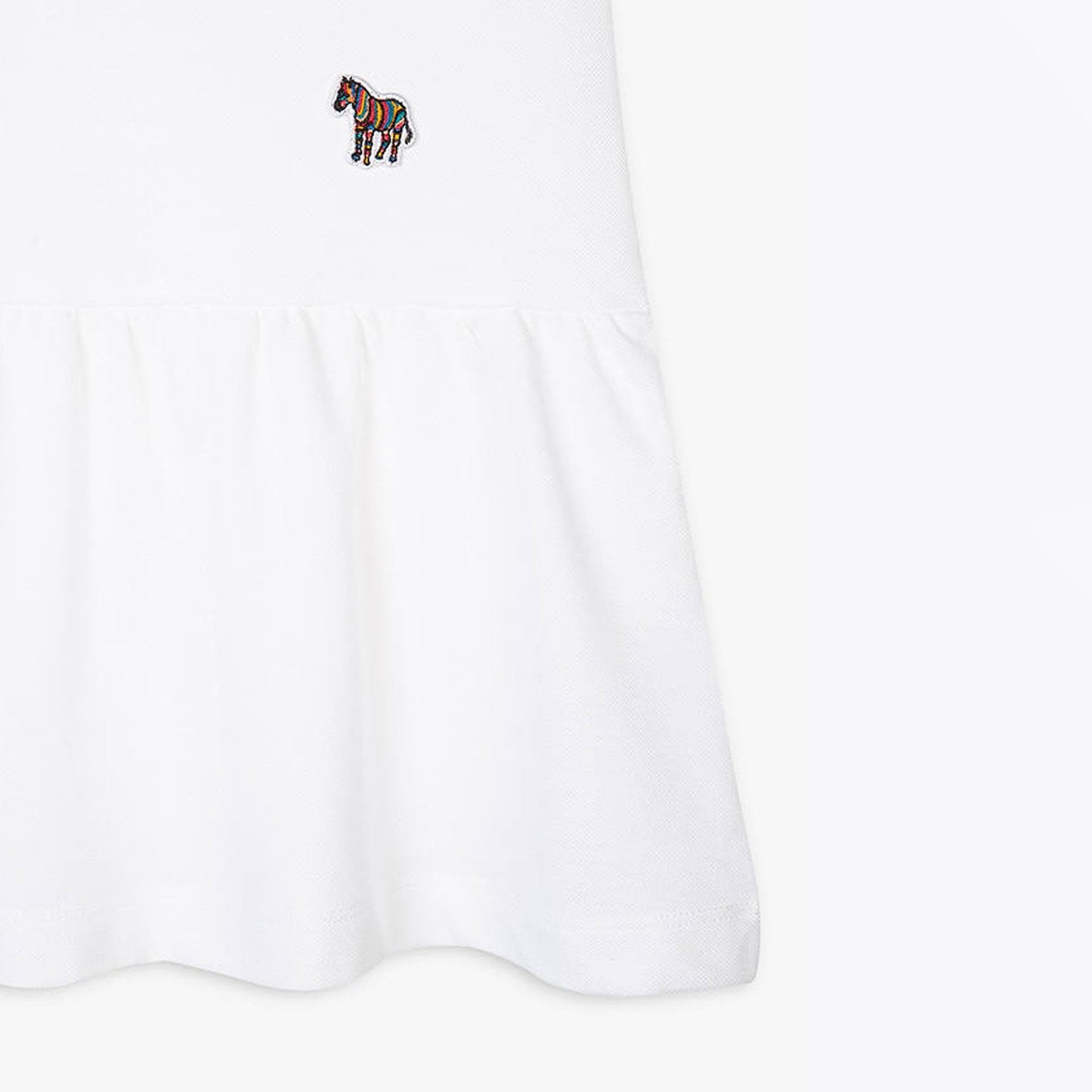 - Cotton Zebra Sleeveless Polo Dress - White