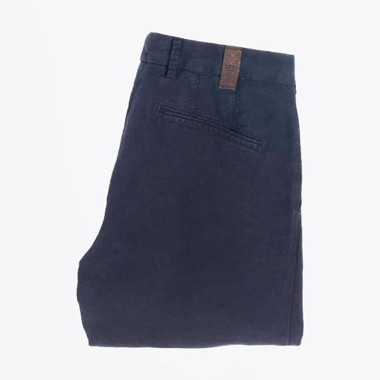 - Cetus - Cotton Linen Mix Trousers - Navy