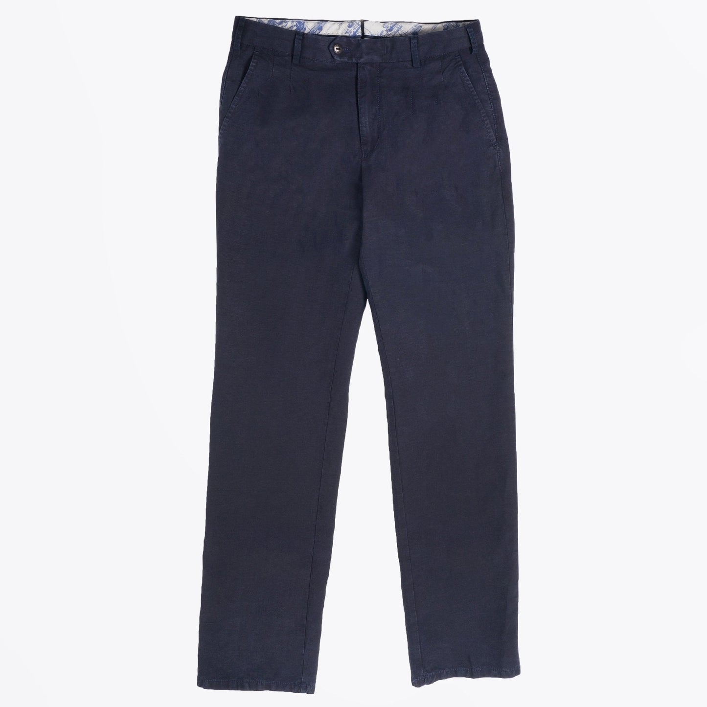 - Cetus - Cotton Linen Mix Trousers - Navy
