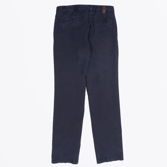 - Cetus - Cotton Linen Mix Trousers - Navy