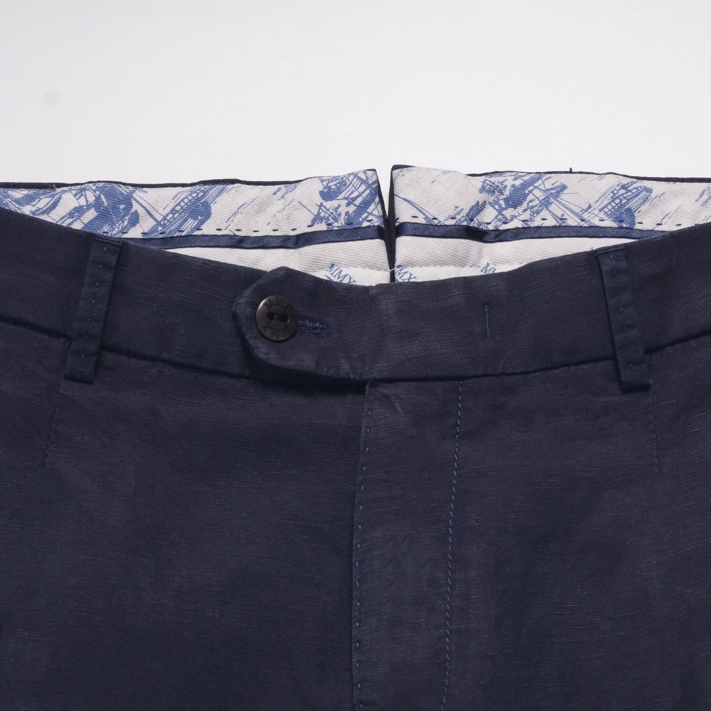 - Cetus - Cotton Linen Mix Trousers - Navy
