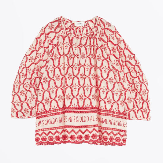 - Cherry Embroidered Shirt - Red