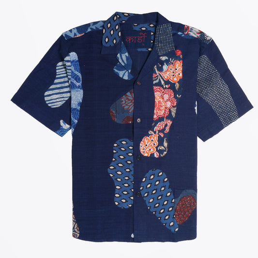 - Ronen Lake Patchwork Khaki Shirt - Indigo