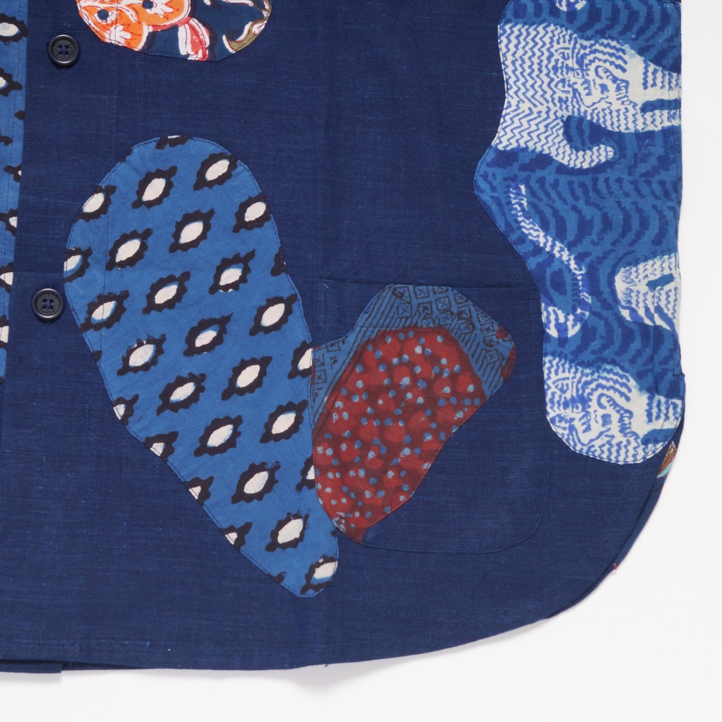 - Ronen Lake Patchwork Khaki Shirt - Indigo