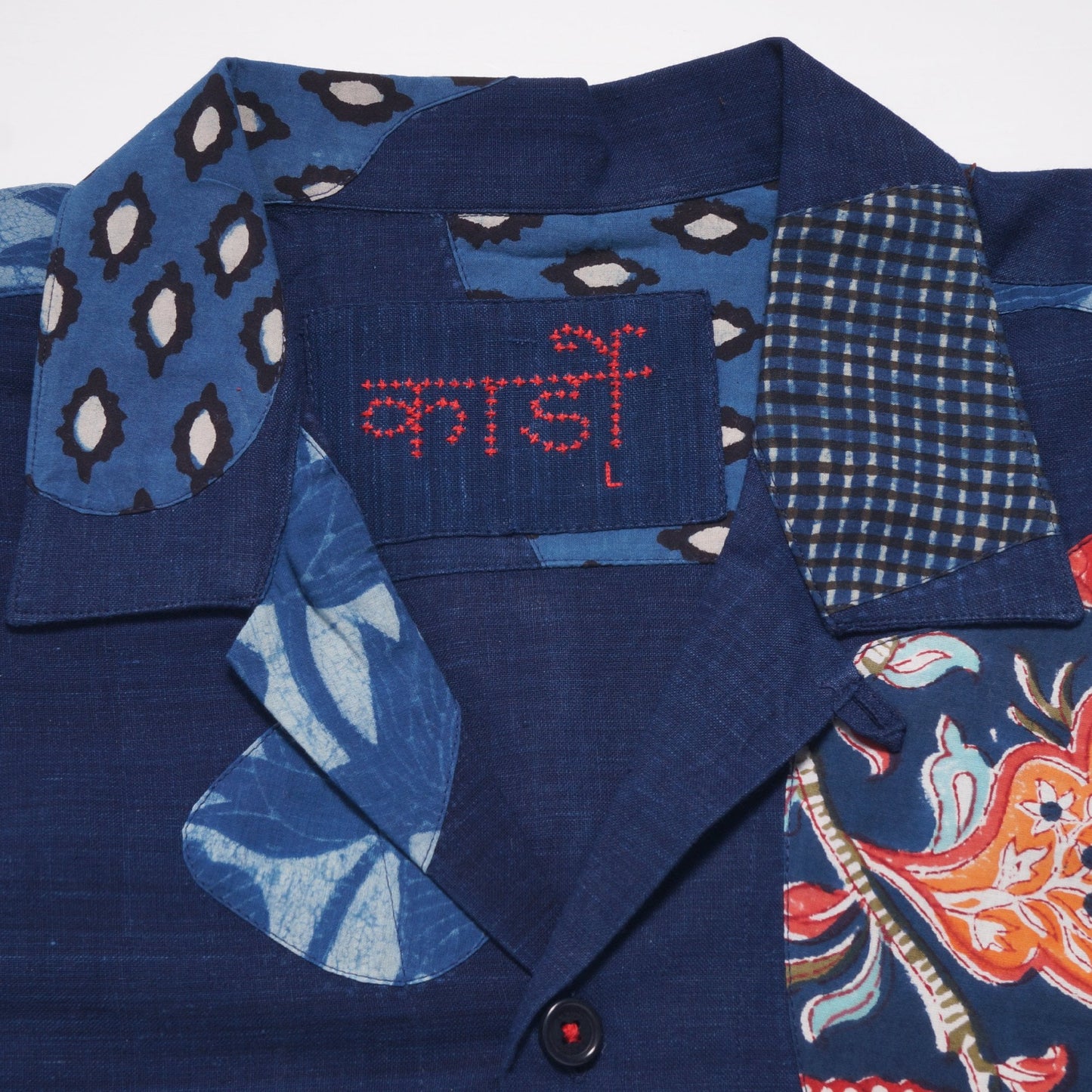 - Ronen Lake Patchwork Khaki Shirt - Indigo