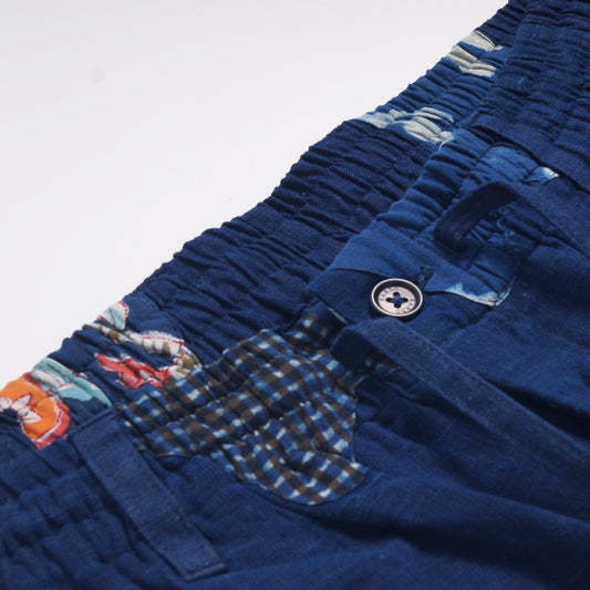 - Sid Ronen Lake Patchwork Khaki Shorts - Indigo