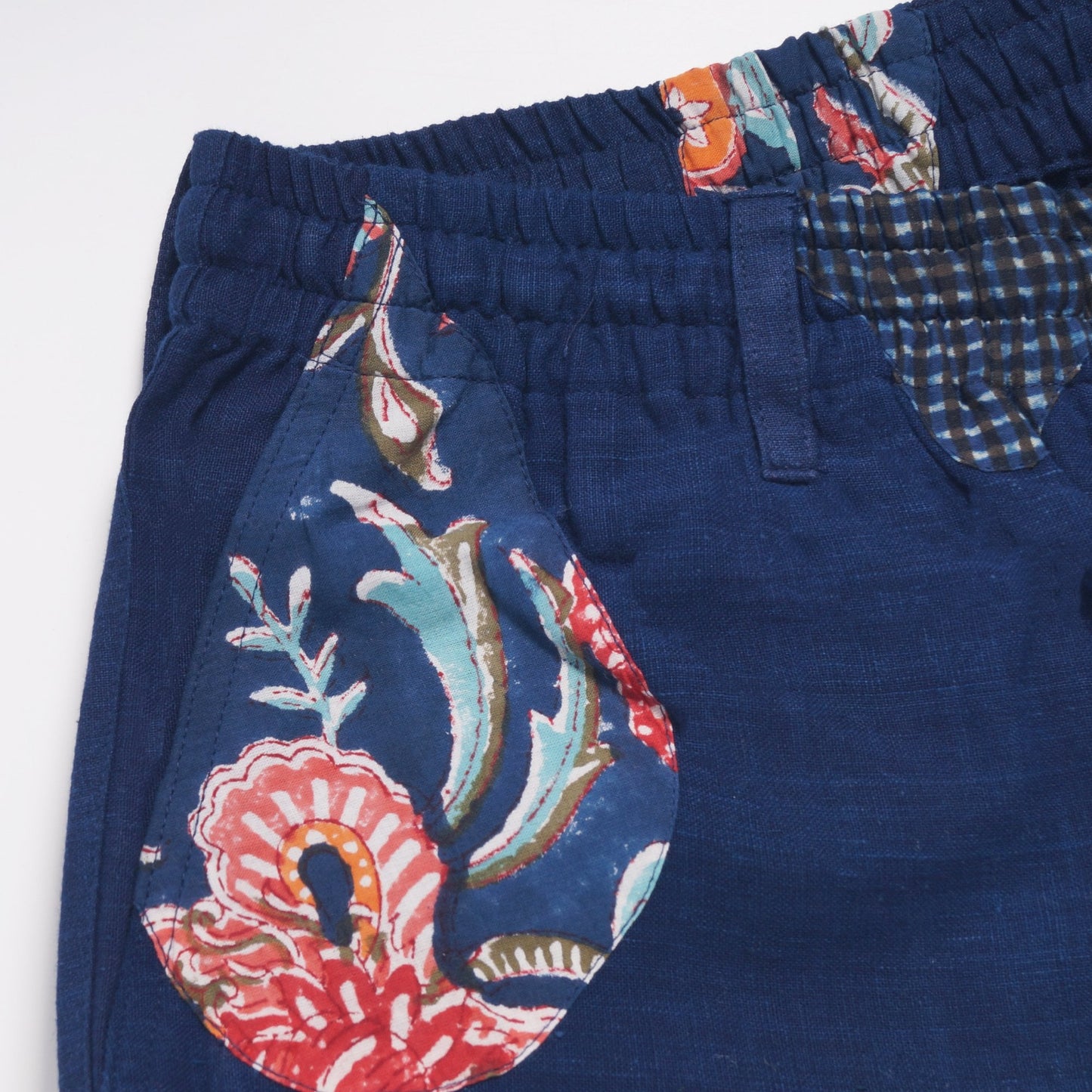 - Sid Ronen Lake Patchwork Khaki Shorts - Indigo