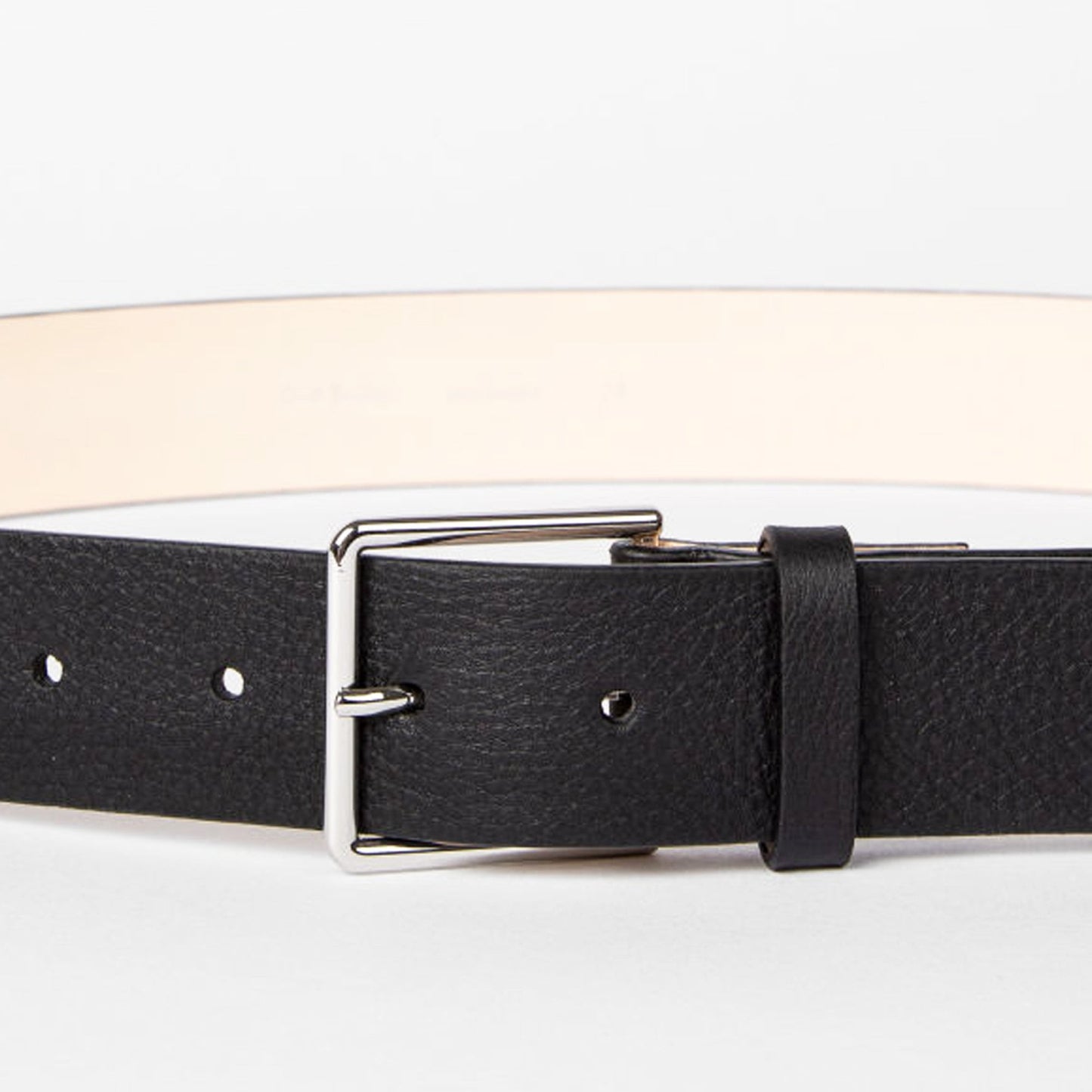 Leather 'Signature Stripe' Belt - Black