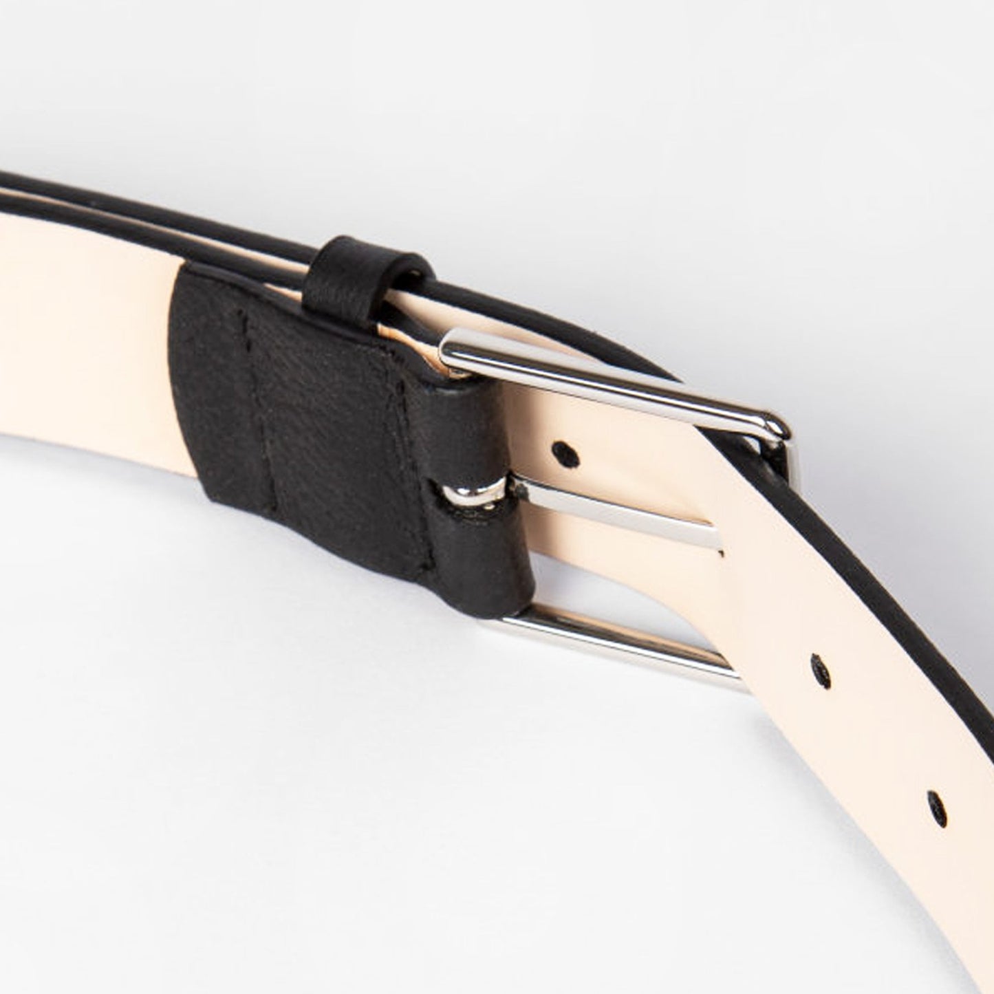 Leather 'Signature Stripe' Belt - Black