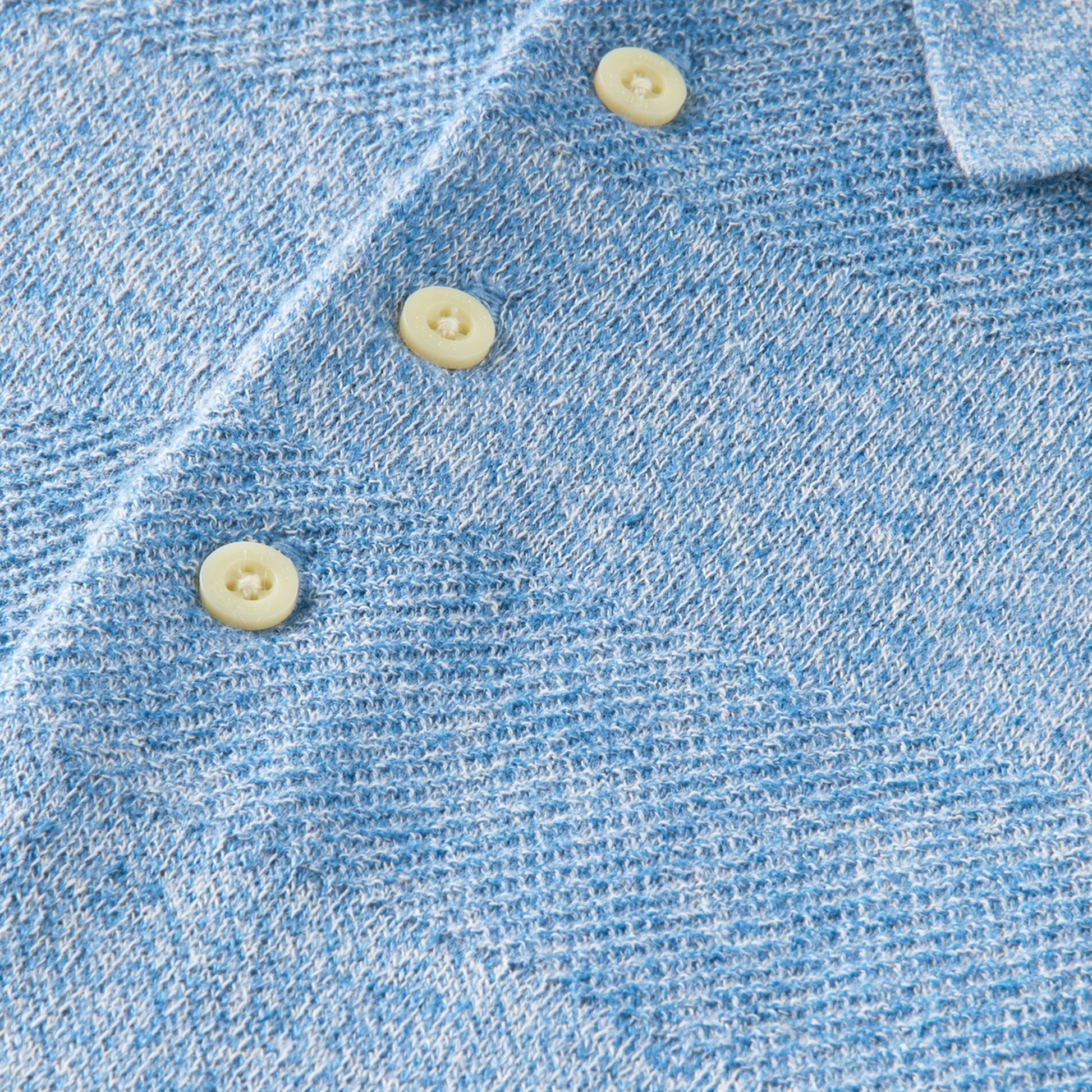 Scotch Linen Blend Knitted Polo - Blue Melange