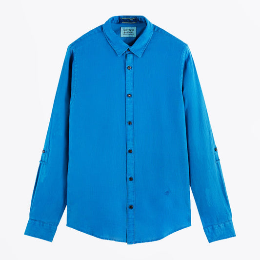 - Regular Fit Linen Shirt - Blue