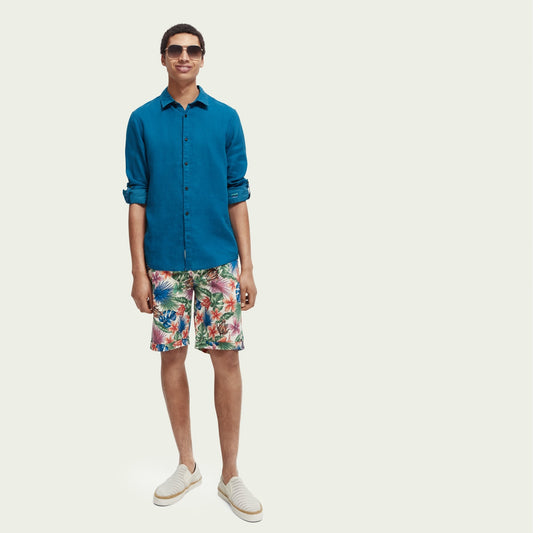 - Regular Fit Linen Shirt - Blue