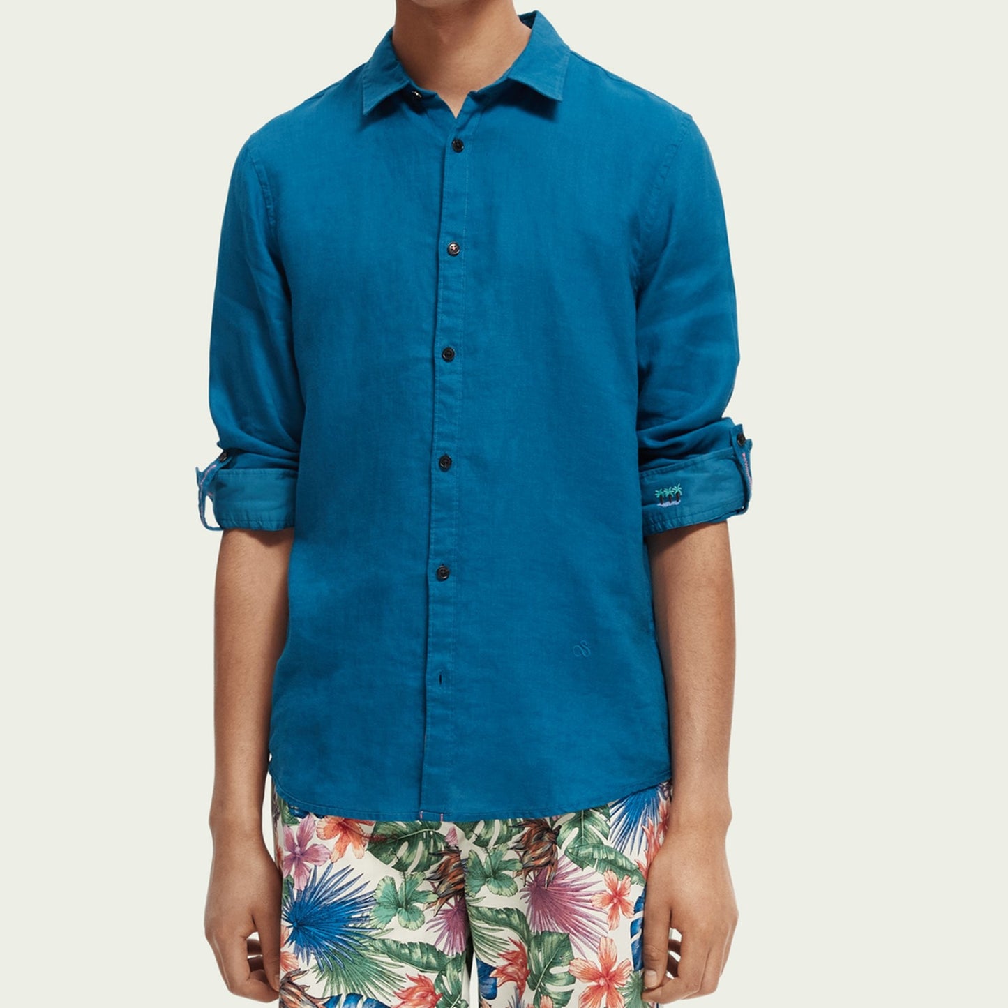 - Regular Fit Linen Shirt - Blue