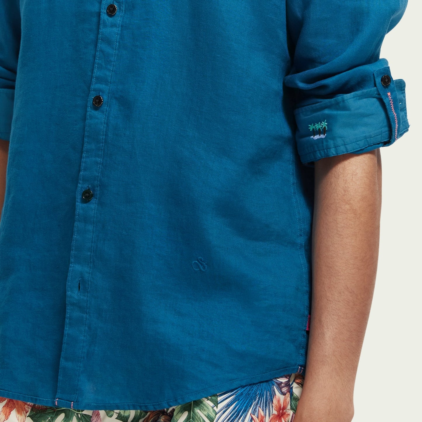 - Regular Fit Linen Shirt - Blue