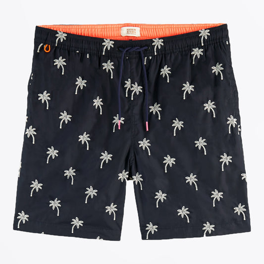 - Palms Embroidered Swim Shorts - Navy