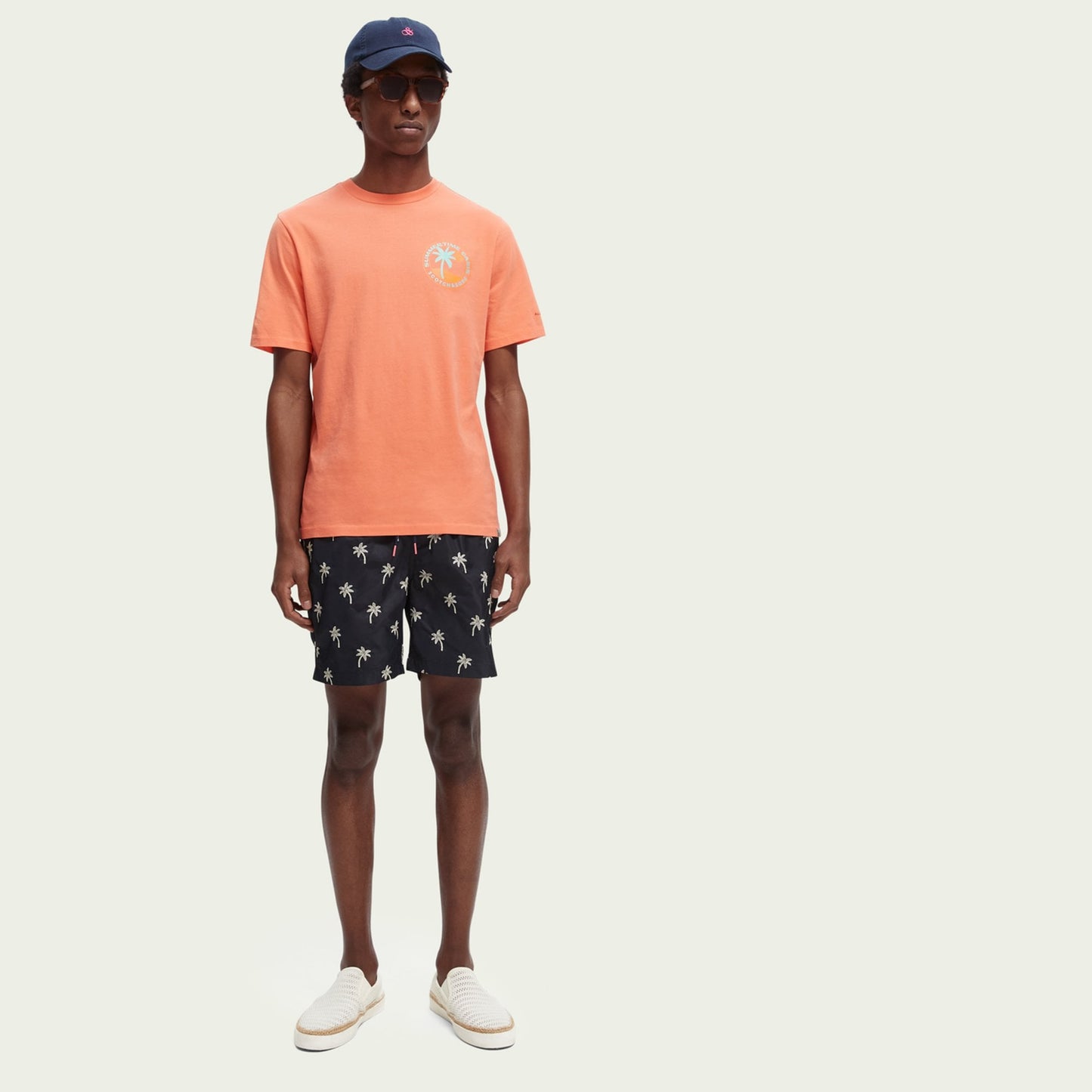 - Palms Embroidered Swim Shorts - Navy