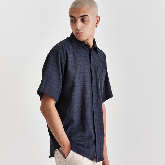 - Drum Window Check Shirt - Navy