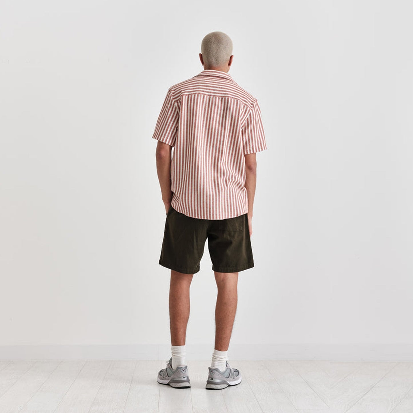 - Didcot Thick Stretch Stripe Shirt - Rust/Ecru