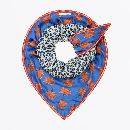 - Double Flowers Shawl - Marina Blue