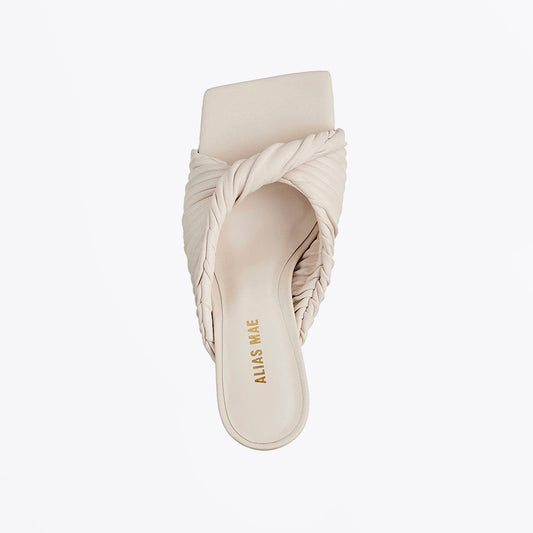 - Flora Mid Heel Leather Shoes - Bone