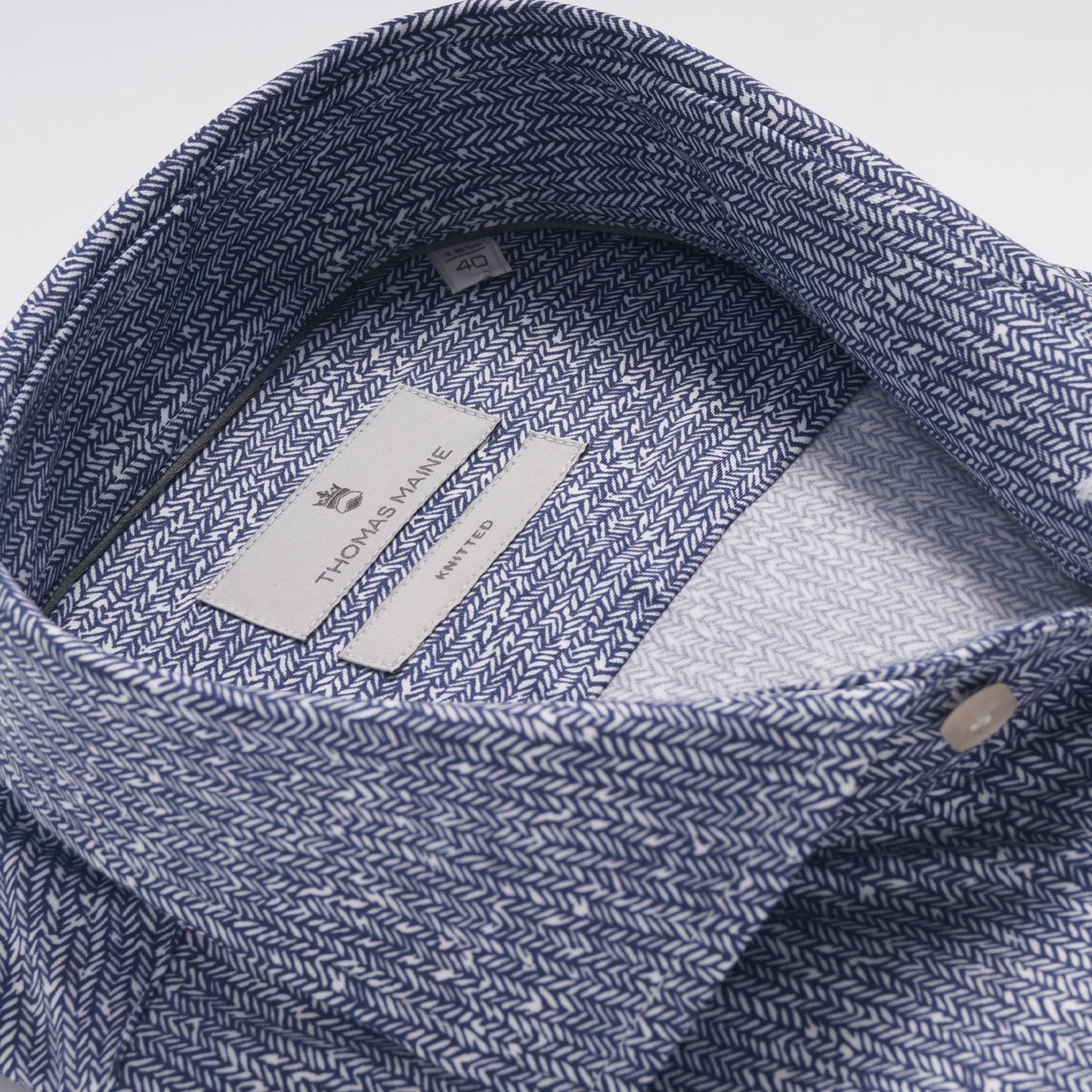 - Roma - Modern Kent Knitted Lux Shirt - Navy