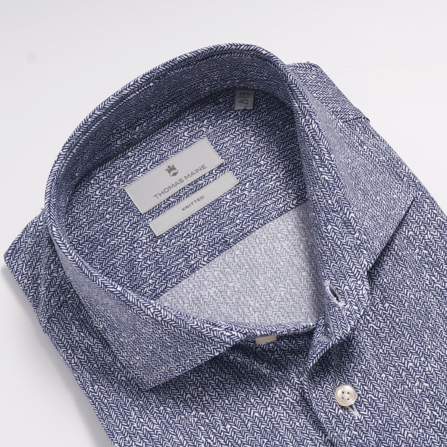 - Roma - Modern Kent Knitted Lux Shirt - Navy