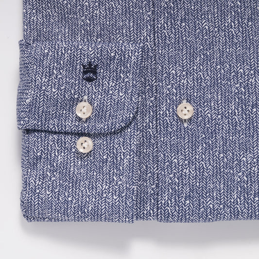 - Roma - Modern Kent Knitted Lux Shirt - Navy
