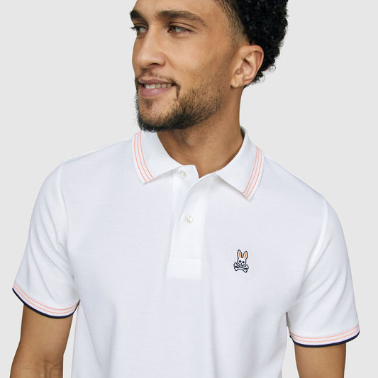 - Anthony - Neon Tipped Polo - White