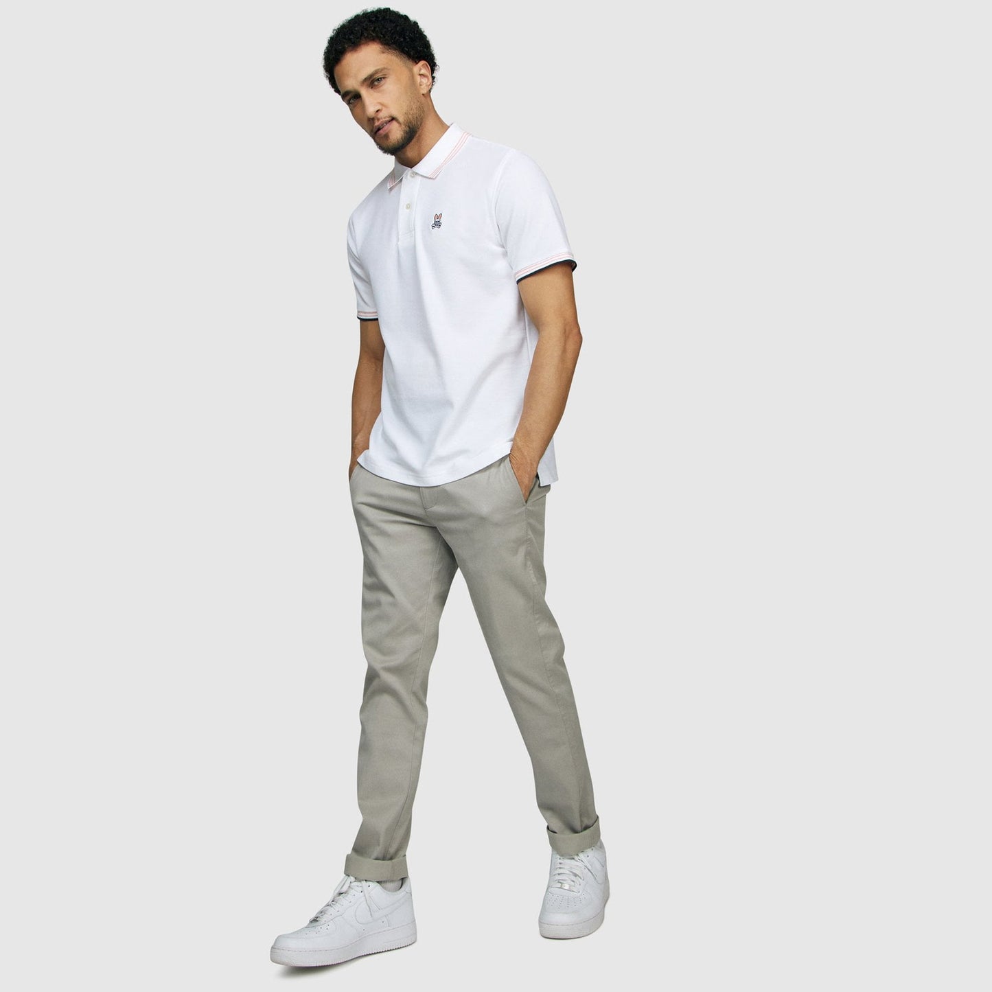 - Anthony - Neon Tipped Polo - White