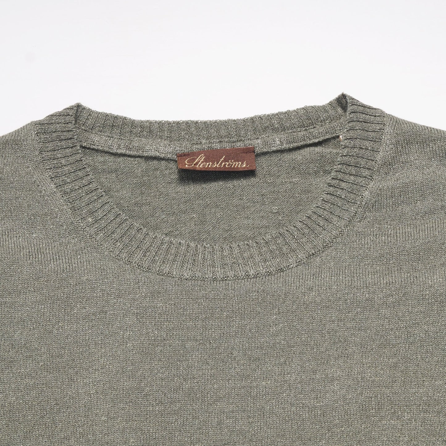 Merino Linen Blend Crew Neck Pullover - Green