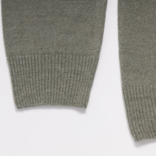 Merino Linen Blend Crew Neck Pullover - Green