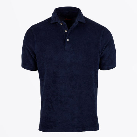 - Towelling Polo Shirt - Navy