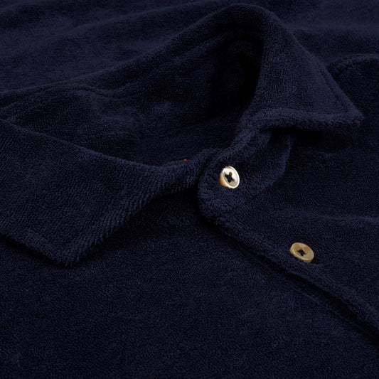 - Towelling Polo Shirt - Navy