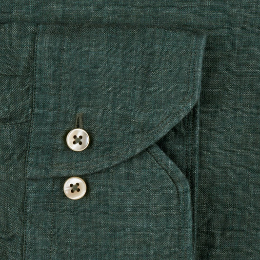 - Slimline Sport Linen Shirt - Green