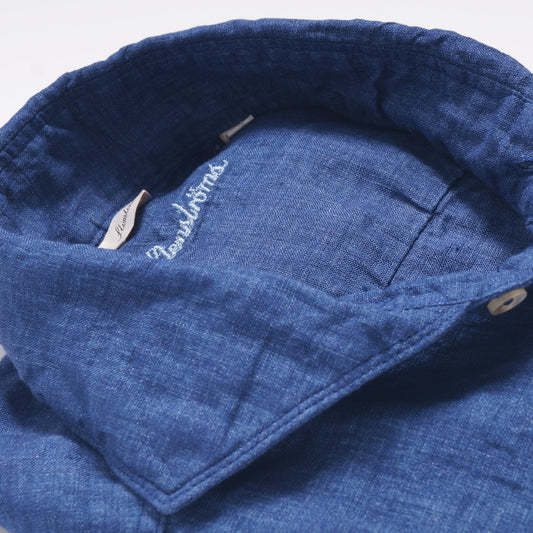 - Slimline Sport Linen Shirt - Navy