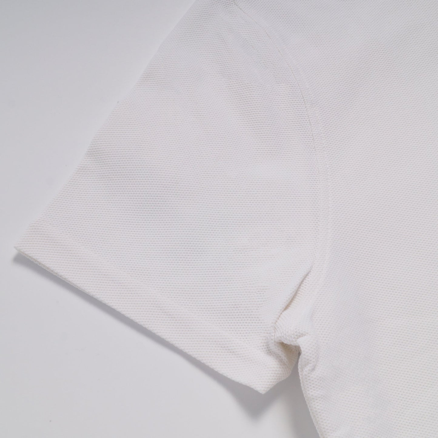 - Sporty Mesh Textured Polo Shirt - White