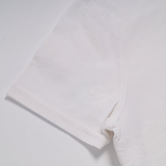 - Sporty Mesh Textured Polo Shirt - White